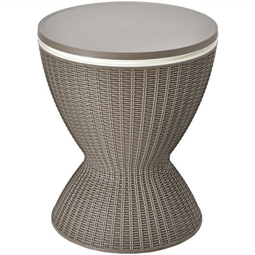 Load image into Gallery viewer, 3 in 1 8 Gallon Patio Rattan Cooler Bar Table with Adjust Ice Bucket-Brown
