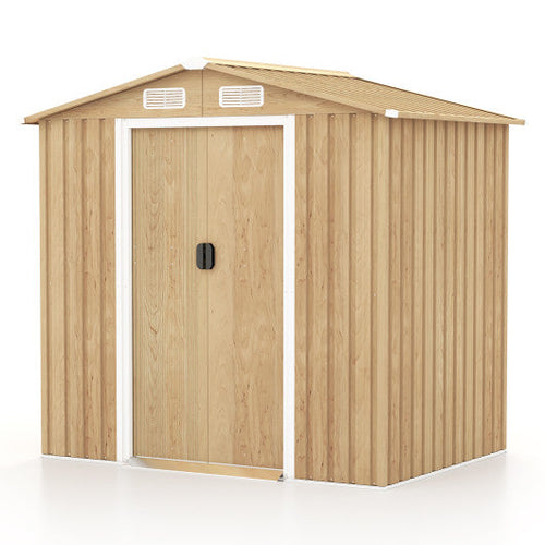 Load image into Gallery viewer, 6 x 4 Feet Galvanized Steel Storage Shed with Lockable Sliding Doors-Natural
