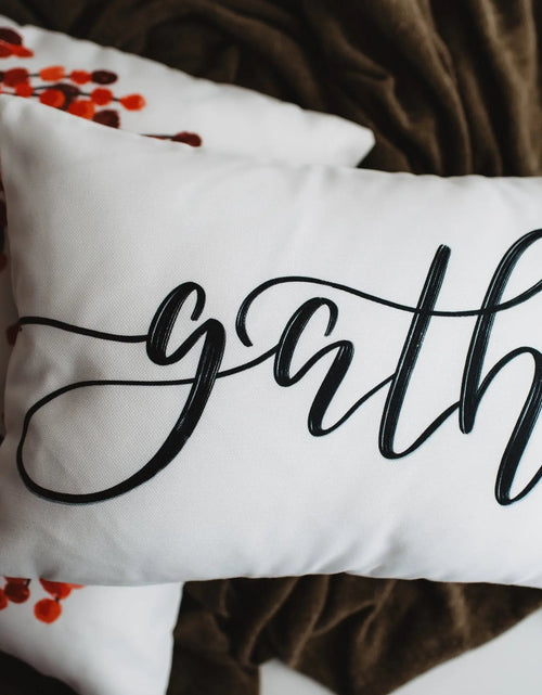Load image into Gallery viewer, Gather Lumbar Pillow | Pillow Cover 18 x 12 | Primitive Decor | Fall Decor | Room Decor | Decorative Pillows | Gift for her | Sofa Pillows by UniikPillows
