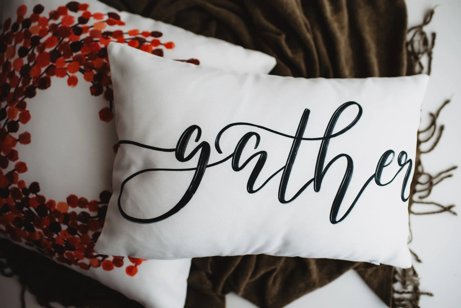 Gather Lumbar Pillow | Pillow Cover 18 x 12 | Primitive Decor | Fall Decor | Room Decor | Decorative Pillows | Gift for her | Sofa Pillows by UniikPillows