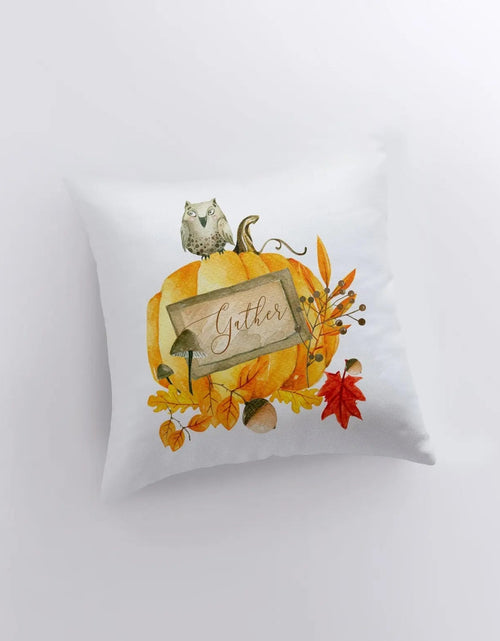 Load image into Gallery viewer, Gather Pumpkin Harvest Pillow Cover |  Primitive Pumpkin Decor | Farmhouse Pillows | Country Decor | Fall Throw Pillows | Cute Throw Pillows by UniikPillows
