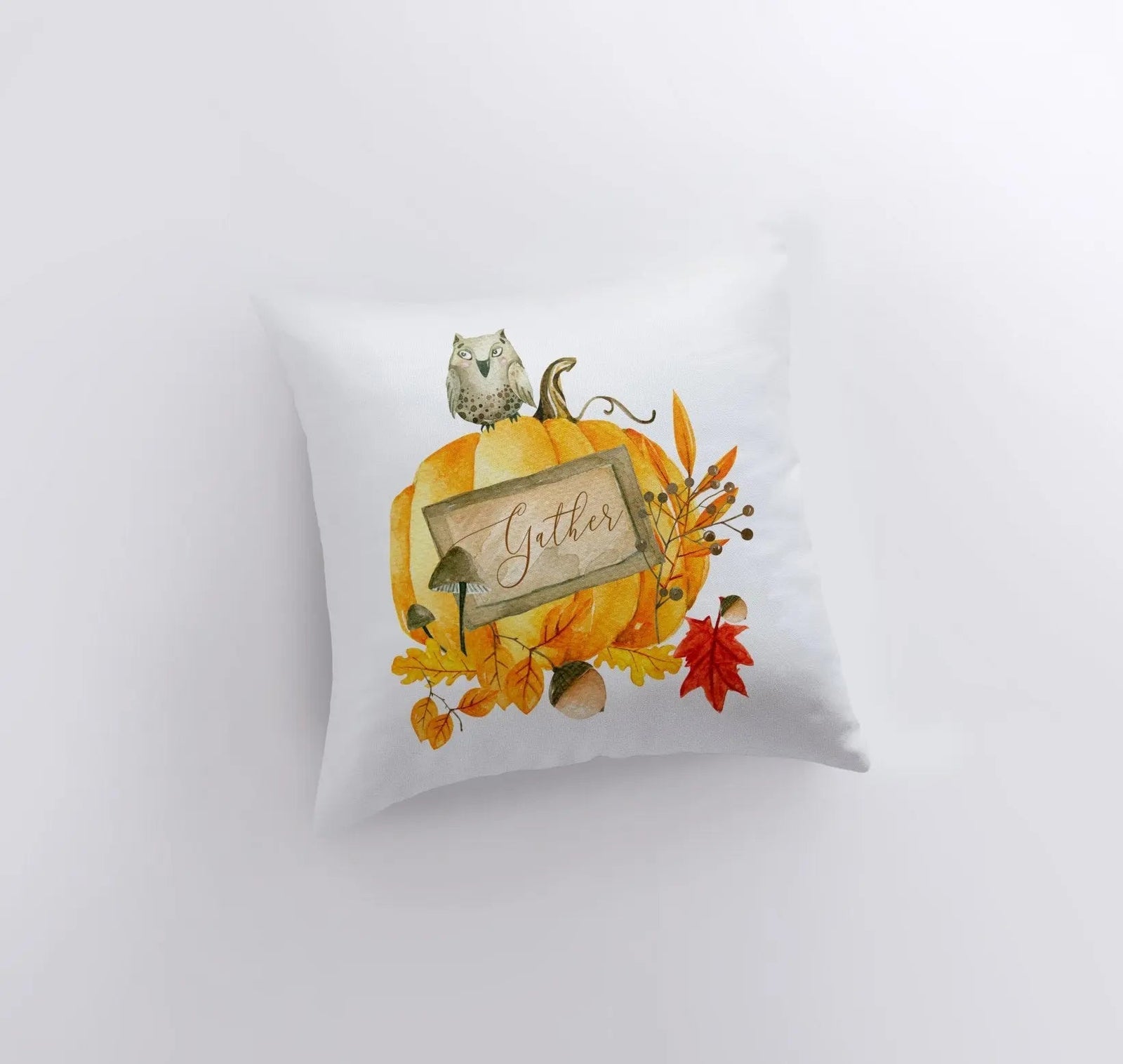 Gather Pumpkin Harvest Pillow Cover |  Primitive Pumpkin Decor | Farmhouse Pillows | Country Decor | Fall Throw Pillows | Cute Throw Pillows by UniikPillows