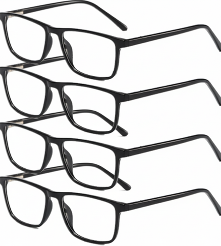 Reading Glasses Mens Womens Unisex Readers Eyeglasses 4 Pack Glasses New Square