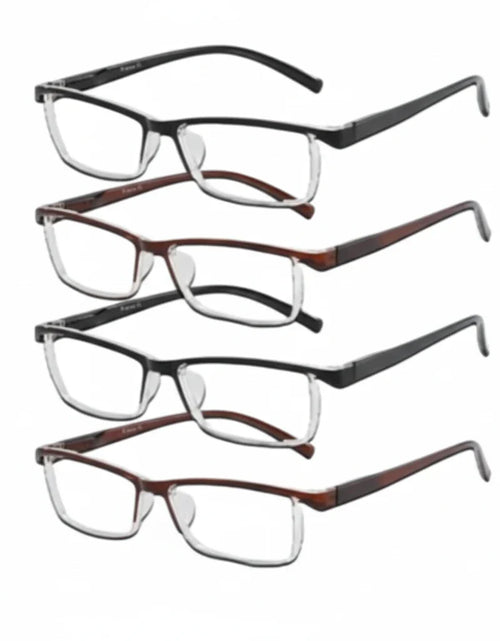 Load image into Gallery viewer, 4 Pack Reading Glasses Readers Men Women Square Frame Spring Hinge Unisex Pairs
