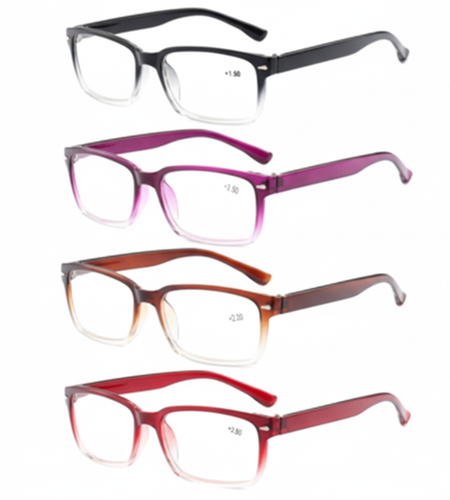 Reading Glasses Mens Womens Unisex Readers 4 PACK Square Frame New Style Quality
