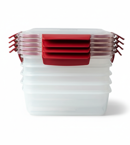 5 Pack Stackable Food Storage Containers Airtight & Leakproof Set Snap Lock Lids