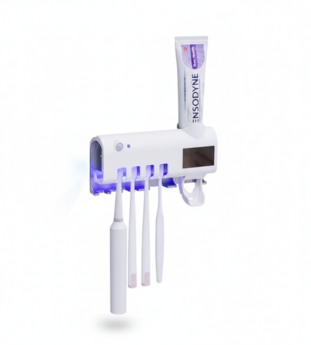 UV Light Sterilizer Toothbrush Holder Cleaner & Automatic Toothpaste Dispenser