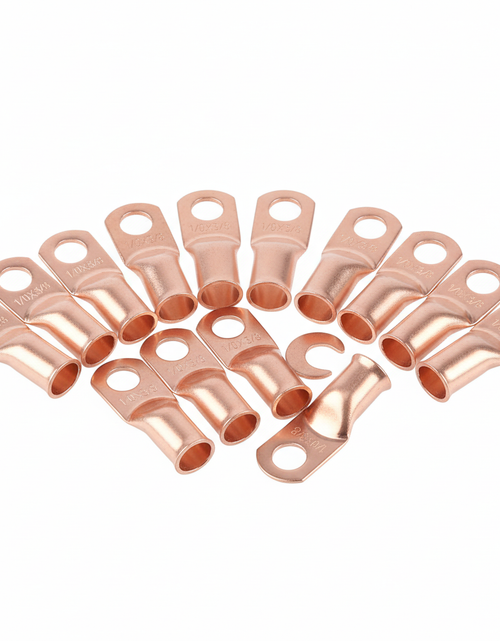 Load image into Gallery viewer, 20PCS 1/0 AWG Gauge Copper Lugs W/ BLACK &amp; RED Heat Shrink Ring Terminals Wire
