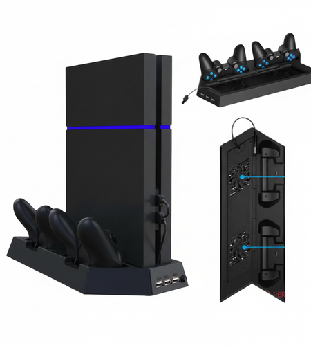 PS4 Cooling Station Vertical Stand 2 Controller Charging Dock For PlayStation 4