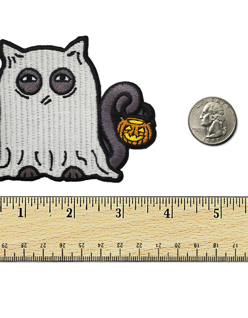 Load image into Gallery viewer, Glowing Ghost Cat Patch by Kolorspun
