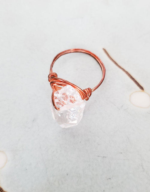 Load image into Gallery viewer, Giant Herkimer Diamond Wire Wrapped Ring by Salt and Sparkle
