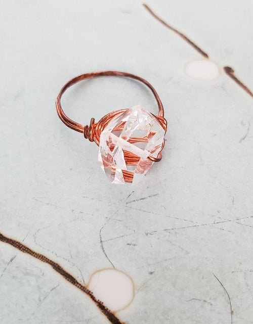 Load image into Gallery viewer, Giant Herkimer Diamond Wire Wrapped Ring by Salt and Sparkle
