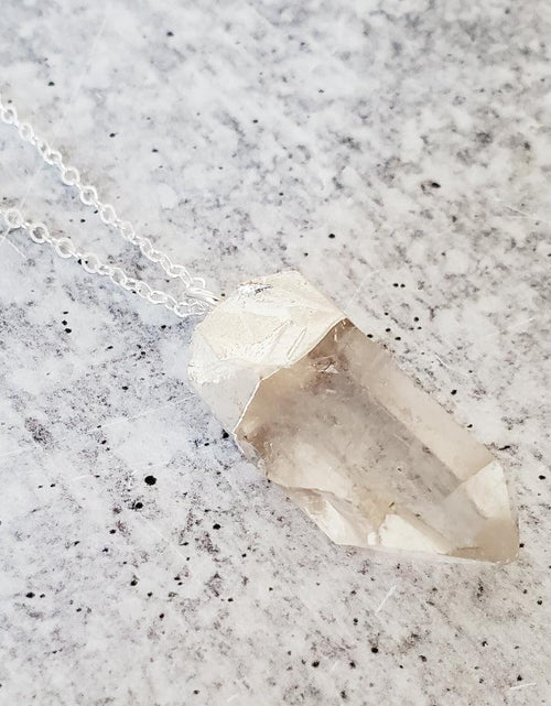 Load image into Gallery viewer, Giant Quartz Crystal Silver Necklace by Salt and Sparkle
