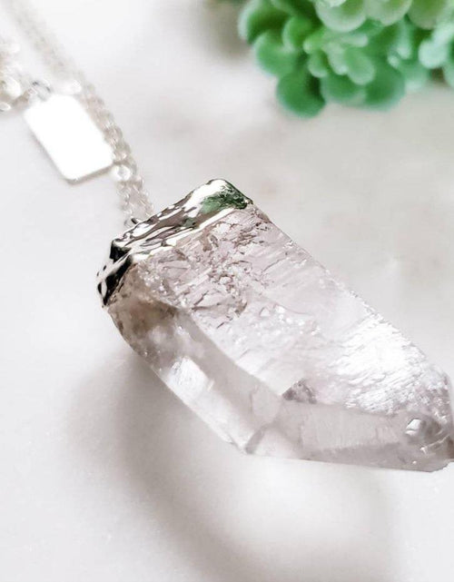Load image into Gallery viewer, Giant Quartz Crystal Silver Necklace by Salt and Sparkle
