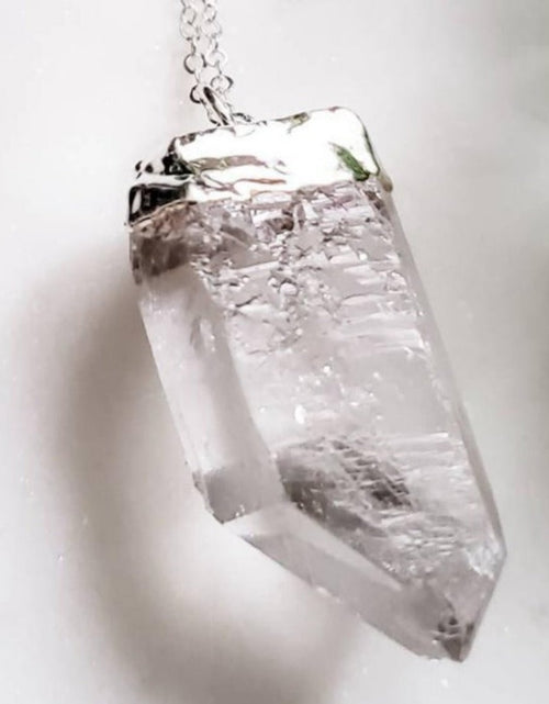 Load image into Gallery viewer, Giant Quartz Crystal Silver Necklace by Salt and Sparkle
