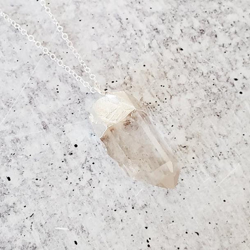 Load image into Gallery viewer, Giant Quartz Crystal Silver Necklace by Salt and Sparkle
