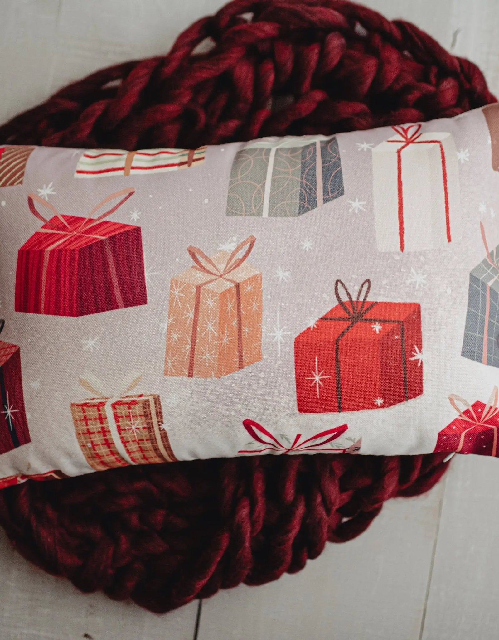 Gift Sleigh Christmas Throw Pillow Cover | 18x12 | Best Friend Christmas Gift | Rustic Farmhouse Decor | Christmas Throw Pillows | Mom Gift by UniikPillows