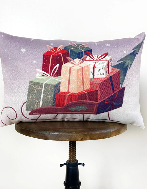 Load image into Gallery viewer, Gift Sleigh Christmas Throw Pillow Cover | 18x12 | Best Friend Christmas Gift | Rustic Farmhouse Decor | Christmas Throw Pillows | Mom Gift by UniikPillows
