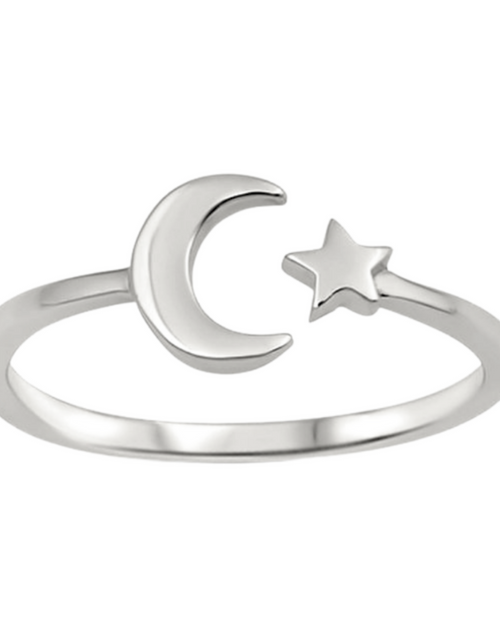 Load image into Gallery viewer, Moon + Star Ring Celestial Ring by Wicked Good Perfume
