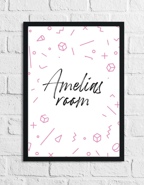 Load image into Gallery viewer, Personalised Pink Geometric Children's Room Wall Decor Print by WinsterCreations™ Official Store
