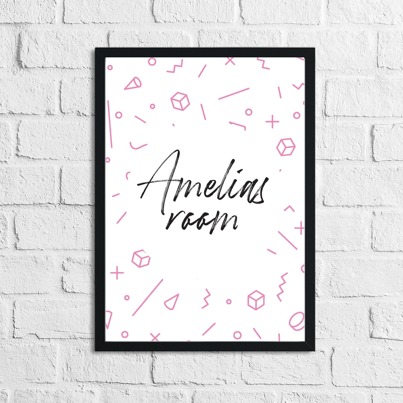 Personalised Pink Geometric Children's Room Wall Decor Print by WinsterCreations™ Official Store