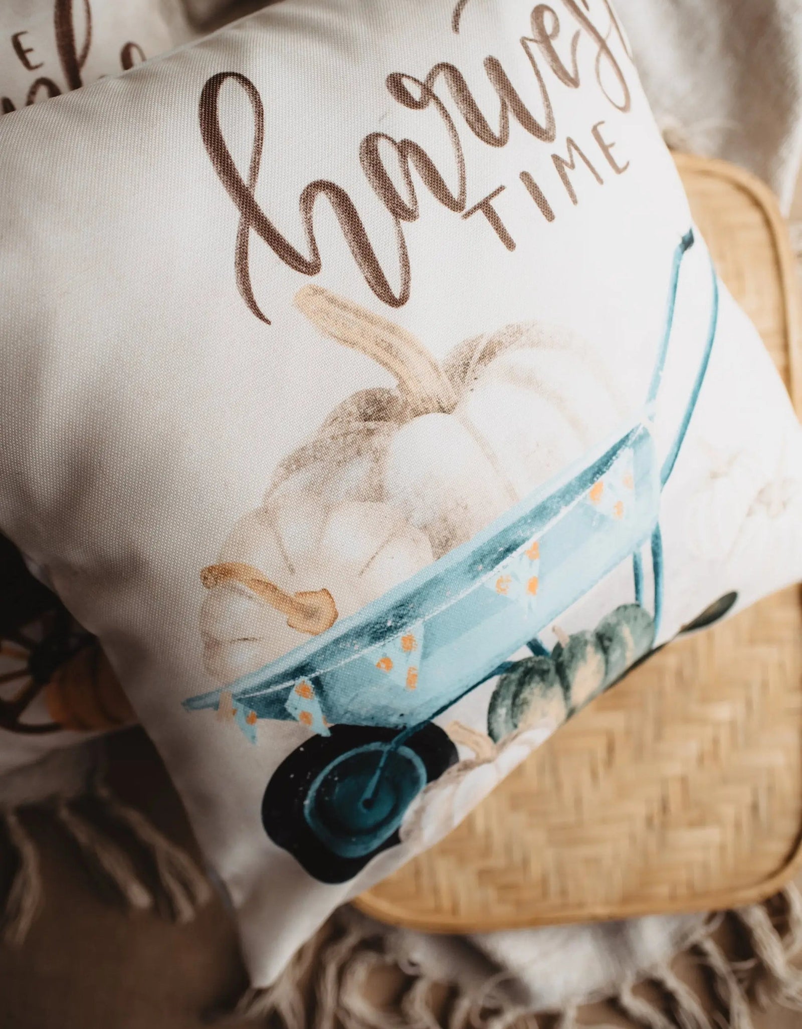 Give Thanks | Pumpkin Wagon Pillow | Farmhouse Pillows | Country Decor | Fall Throw Pillows | Cute Throw Pillow | Gift for her by UniikPillows