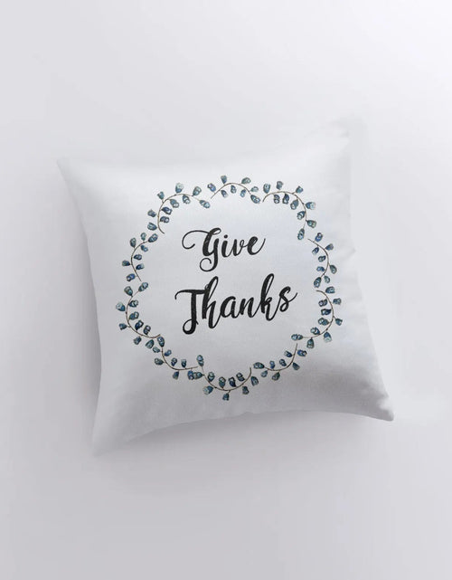 Load image into Gallery viewer, Give Thanks Wreath |  Throw Pillow Thanksgiving Décor | Farmhouse Pillows | Country Decor | Fall Throw Pillows | Cute Throw Pillows by UniikPillows
