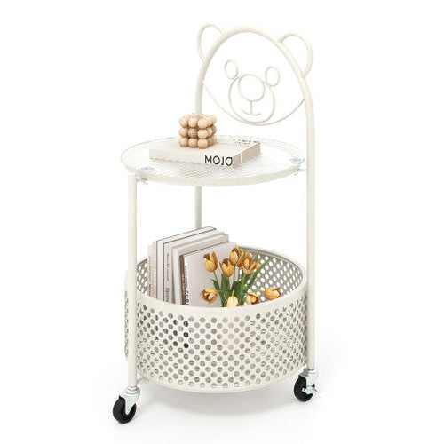 Load image into Gallery viewer, Modern Sofa Side Table on Lockable Wheels for Living Room Bedroom Study-White

