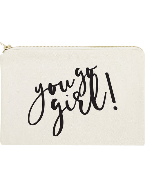 Load image into Gallery viewer, You Go Girl Cotton Canvas Cosmetic Bag by The Cotton &amp; Canvas Co.
