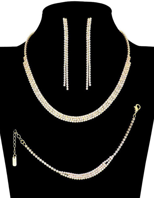 Load image into Gallery viewer, 3PCS Rhinestone Crystal Fringe Necklace Jewelry Set by Madeline Love
