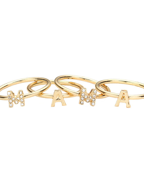Load image into Gallery viewer, 4PCS MAMA Rhinestone Embellished Message Rings by Madeline Love
