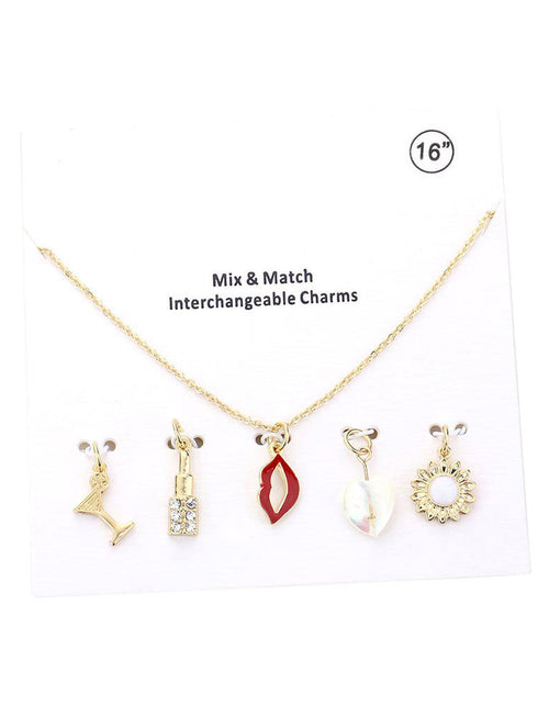 Load image into Gallery viewer, Cocktail Lipstick Heart Pearl Interchangeable Necklace by Madeline Love
