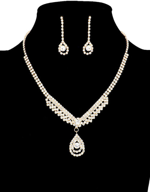 Load image into Gallery viewer, Crystal Rhinestone Teardrop Pave Necklace by Madeline Love
