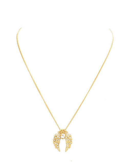 Load image into Gallery viewer, Crystal Wing Heart Bead Pendant Necklace by Madeline Love
