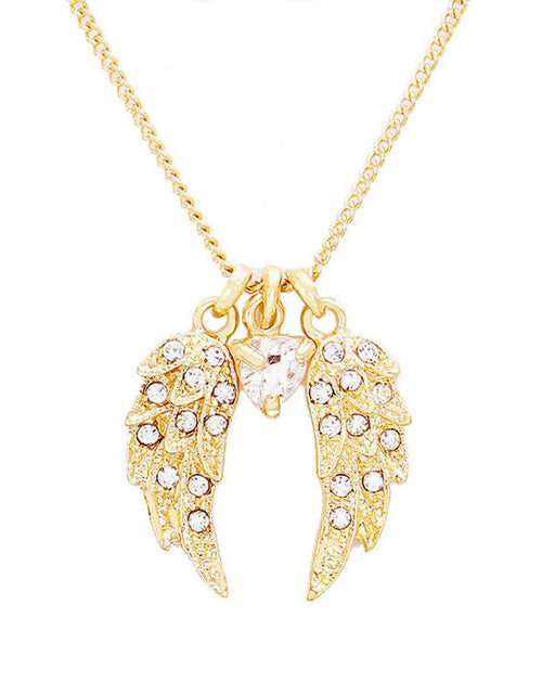 Load image into Gallery viewer, Crystal Wing Heart Bead Pendant Necklace by Madeline Love

