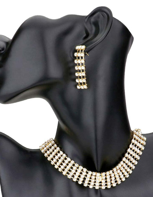 Load image into Gallery viewer, Crystal Rhinestone Choker Evening Necklace by Madeline Love

