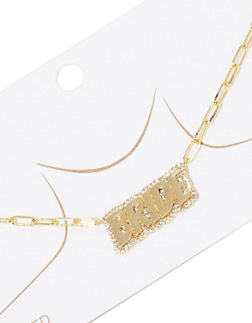Load image into Gallery viewer, Gold Dipped Bride Message Pendant Necklace by Madeline Love
