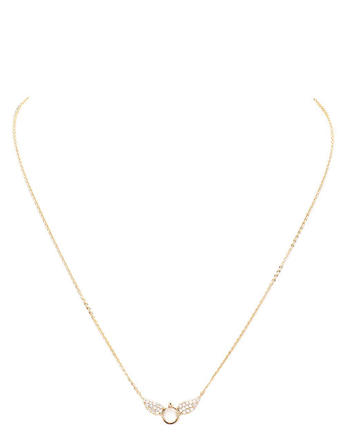 Load image into Gallery viewer, Gold Dipped Cubic Zirconia Wings Pendant Necklace by Madeline Love
