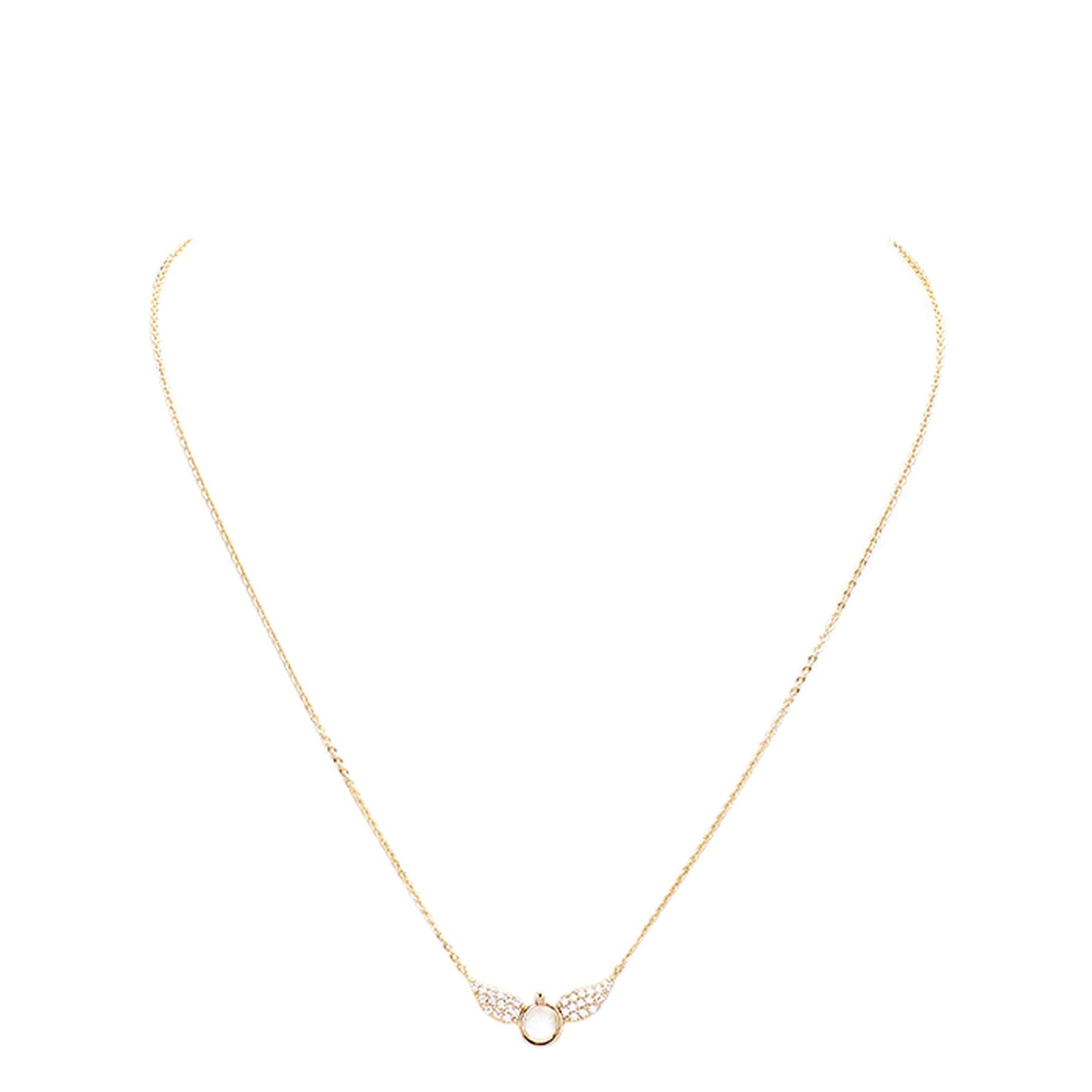 Gold Dipped Cubic Zirconia Wings Pendant Necklace by Madeline Love