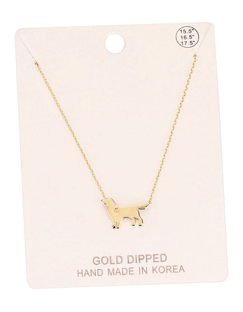 Load image into Gallery viewer, Gold Dipped Dachshund Heart Charm Dog Detailed Necklace by Madeline Love
