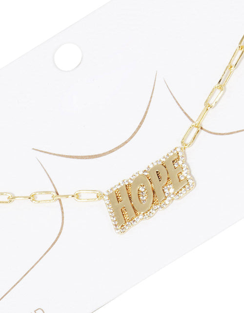 Load image into Gallery viewer, Gold Dipped Hope Message Pendant Necklace by Madeline Love

