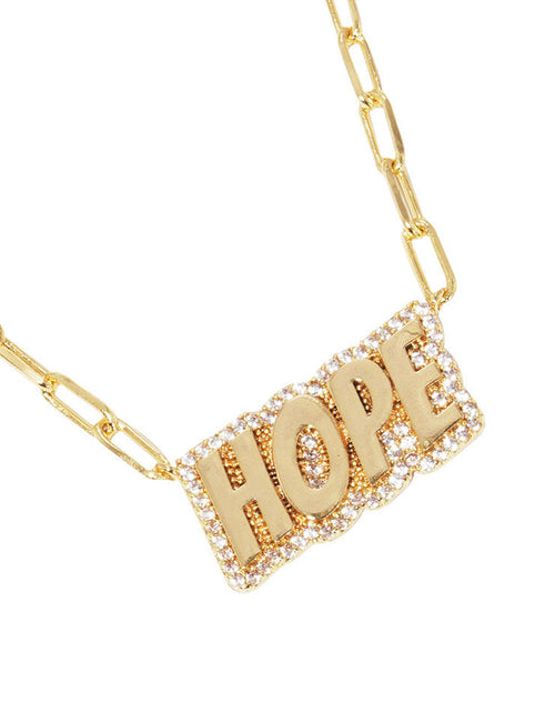 Load image into Gallery viewer, Gold Dipped Hope Message Pendant Necklace by Madeline Love

