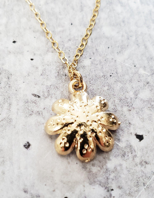 Load image into Gallery viewer, Gold Enamel Daisy Necklace by Salt and Sparkle
