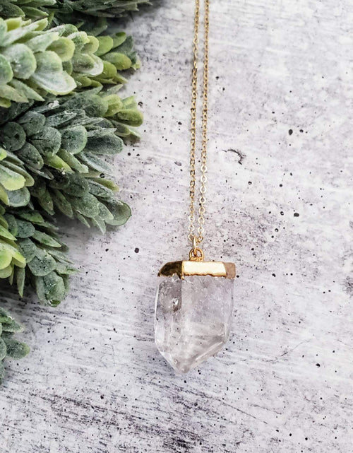 Load image into Gallery viewer, Gold Giant Quartz Crystal Necklace by Salt and Sparkle
