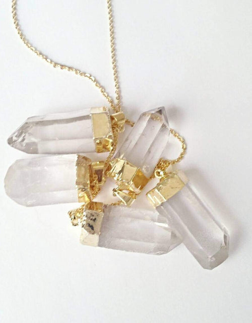 Load image into Gallery viewer, Gold Giant Quartz Crystal Necklace by Salt and Sparkle
