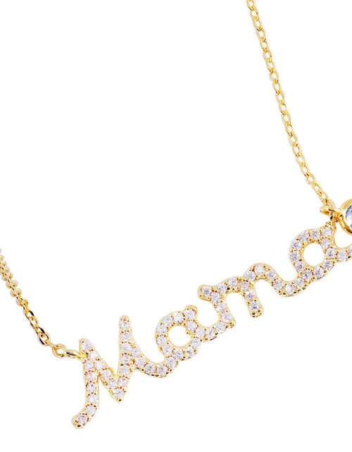 Load image into Gallery viewer, March Birthstone MAMA Message Pendant Necklace by Madeline Love

