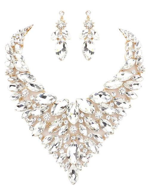 Load image into Gallery viewer, Marquise Stone Cluster Statement Evening Necklace by Madeline Love
