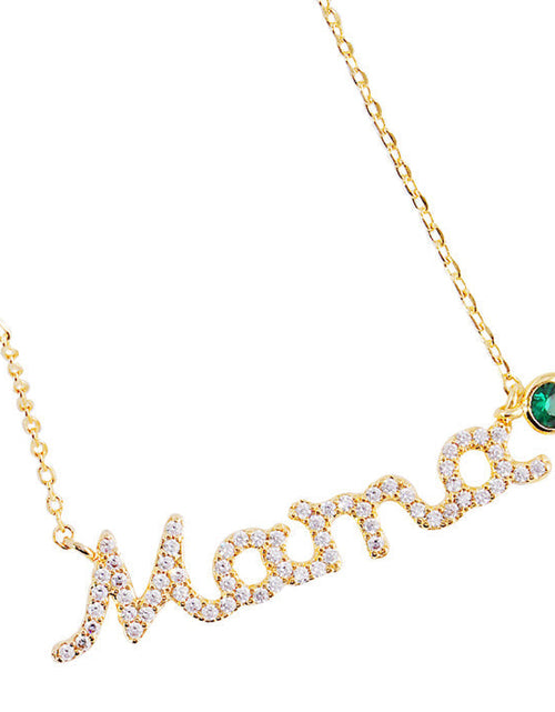 Load image into Gallery viewer, May Birthstone MAMA Message Pendant Necklace by Madeline Love
