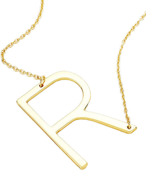 Load image into Gallery viewer, R Monogram Metal Pendant Necklace by Madeline Love
