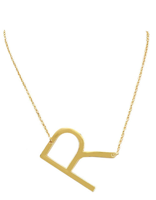 Load image into Gallery viewer, R Monogram Metal Pendant Necklace by Madeline Love

